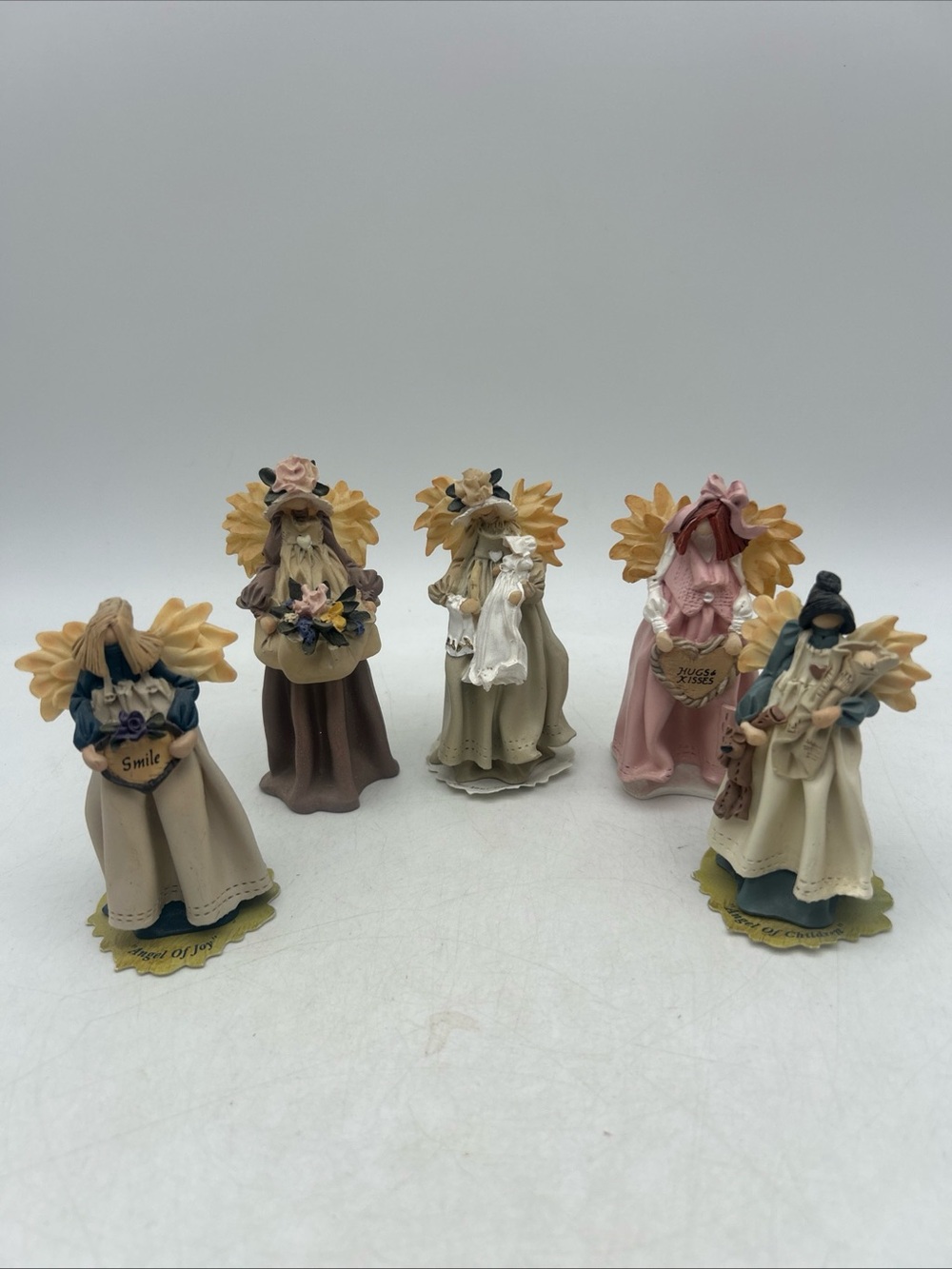 Lot Of 5- cathy Koziol Enesco 3.5” Angel Figurines 1997-1998 Farmhouse Decor Vtg
